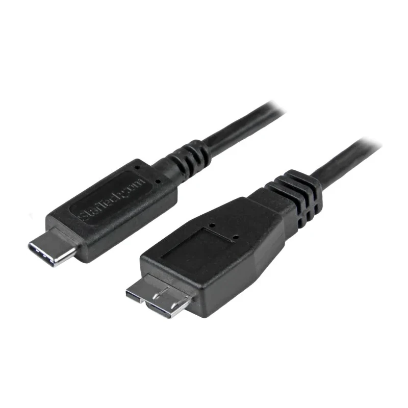 StarTech.com USB 3.1 High-Speed Male USB 3.2 Type C to Male Micro USB Type B Cable, Black PVC Jacket, 500mm USB31CUB50CM