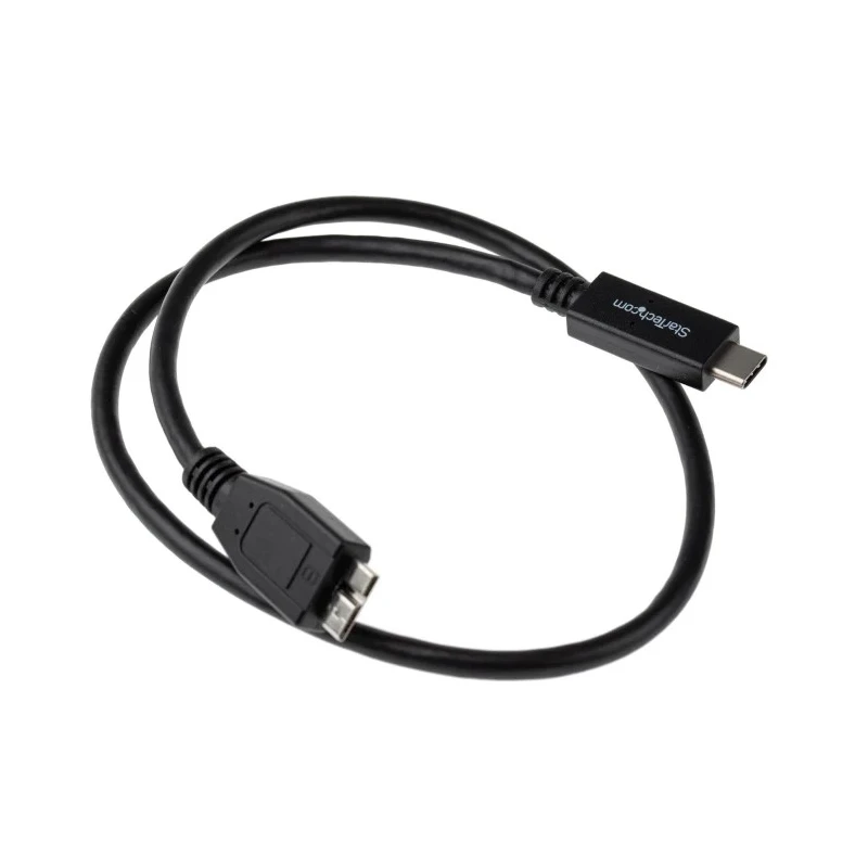 StarTech.com USB 3.1 High-Speed Male USB 3.2 Type C to Male Micro USB Type B Cable, Black PVC Jacket, 500mm USB31CUB50CM