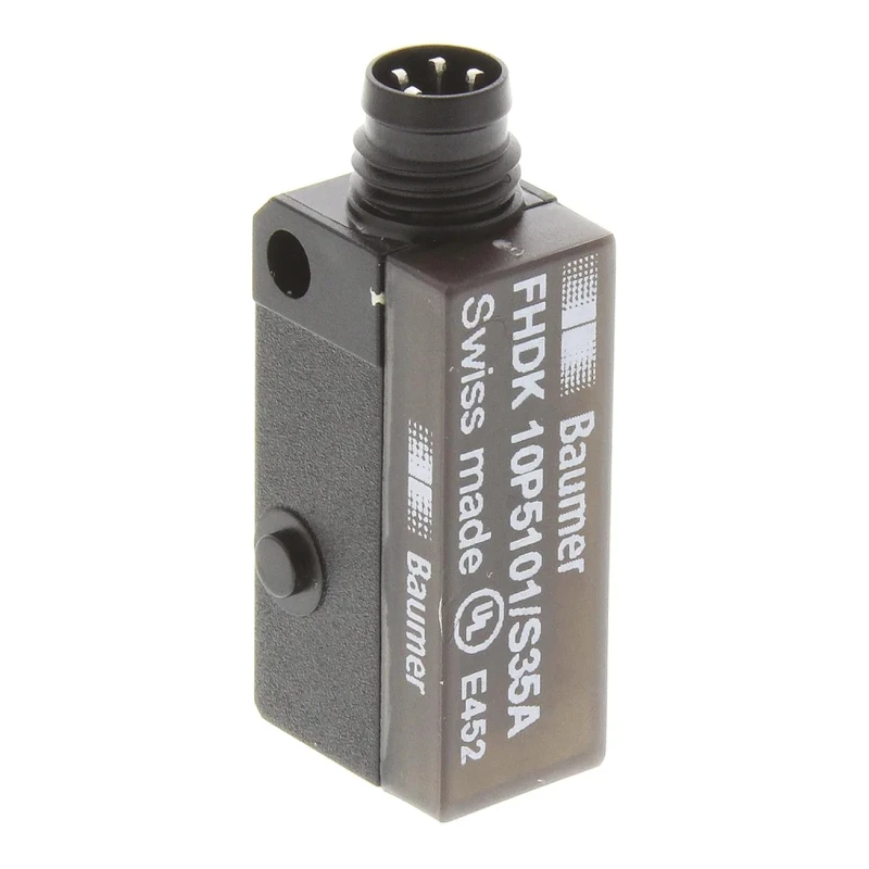 Baumer Diffuse Photoelectric Sensor, Block Sensor, 20 mm to 120 mm Detection Range, PNP Output, IP67 Rated FHDK 10P5101/S35A
