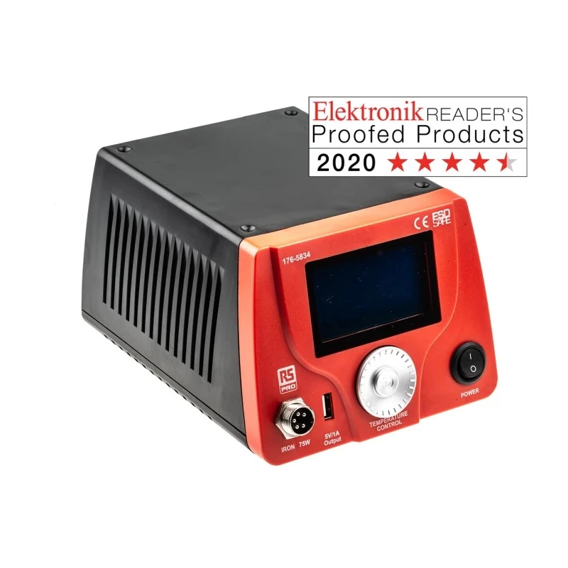 RS PRO Soldering Station 75 W, 220V-240V, ESD Safe, LCD Display 176-5834