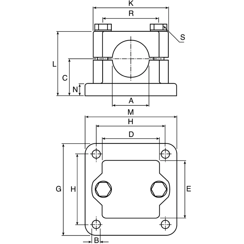 Rose+Krieger M8 Thread Flange Clamp, Flange Clamp for Round Tube, FKR System, Made in Germany 12400003020