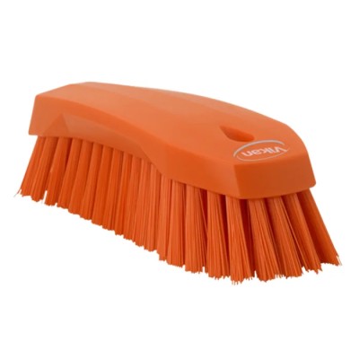 Vikan Hard Bristle Orange Scrubbing Brush Hand Brush, 36 mm Bristle Length, Polyester Bristle Material 38907