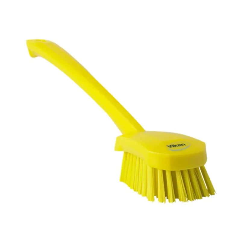 Vikan Hard Bristle Yellow Scrubbing Brush Polyester Bristle 36mm Length Handle 415mm Width Brush 41866