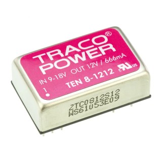 TRACOPOWER TEN 8 Series DC/DC Converter 12V DC Output 666mA 8W Power Through Hole Mount TEN 8-1212