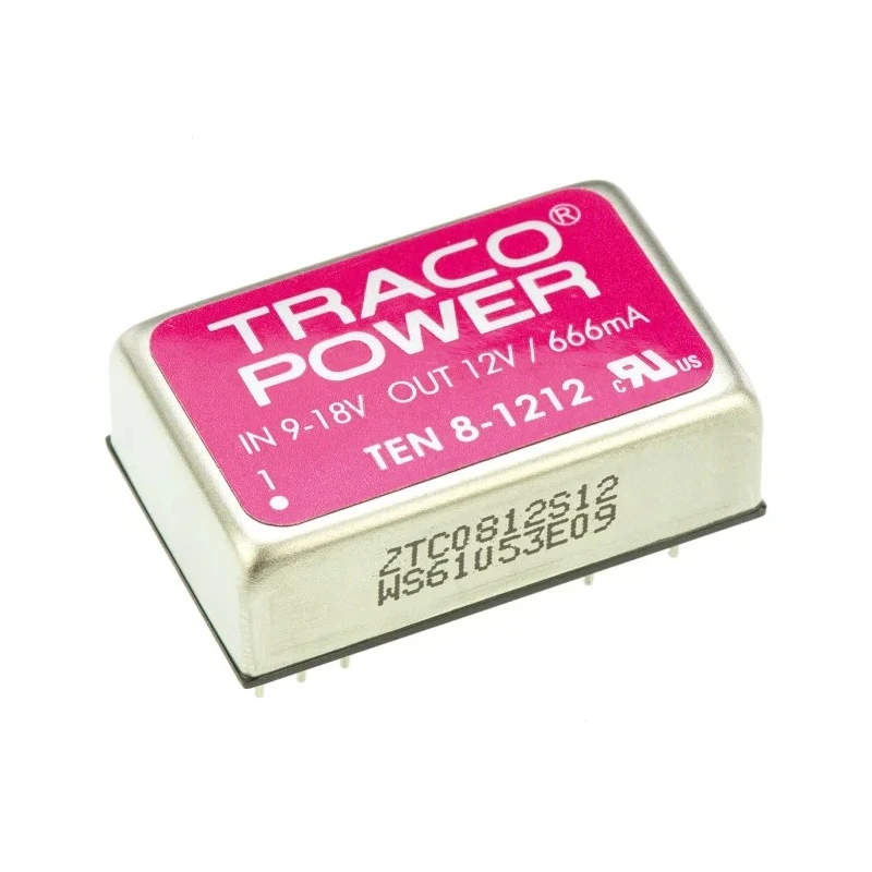 TRACOPOWER TEN 8 Series DC/DC Converter 12V DC Output 666mA 8W Power Through Hole Mount TEN 8-1212