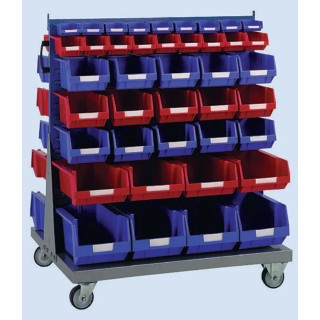 RS PRO Polypropylene Storage Bin Trolley Portable Double Sided 1000 mm x 1000 mm Silver Blue 424-5465