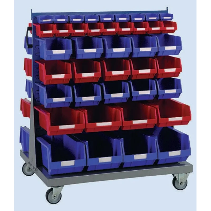 RS PRO Polypropylene Storage Bin Trolley Portable Double Sided 1000 mm x 1000 mm Silver Blue 424-5465