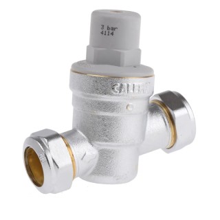 RS PRO Pressure Reducing Valve Compression 22 mm Chrome Plated Brass, Female Outlet, Max 6bar, Model 431-8894