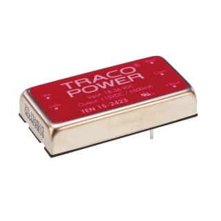 TRACOPOWER 15W Dual Output Regulated Isolated DC/DC Converter 15V, -15V, 500mA, 36V DC Input TEN 15-2423