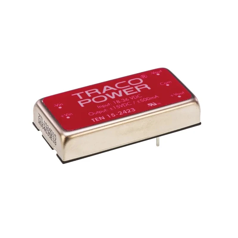 TRACOPOWER 15W Dual Output Regulated Isolated DC/DC Converter 15V, -15V, 500mA, 36V DC Input TEN 15-2423