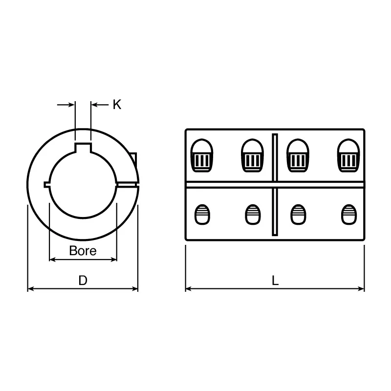 Ruland Aluminium Clamp Coupler, 24 mm OD, 45 Nm Torque, 4000 RPM, One Piece MCLX-8-8-A