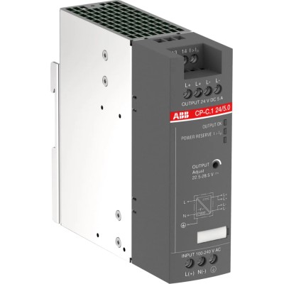 ABB CP-C.1 Switched Mode DIN Rail Power Supply 1SVR360563R1001 CP-C.1 24/5.0 24V DC, 5A Output, 120W 300V DC, 264V AC Input