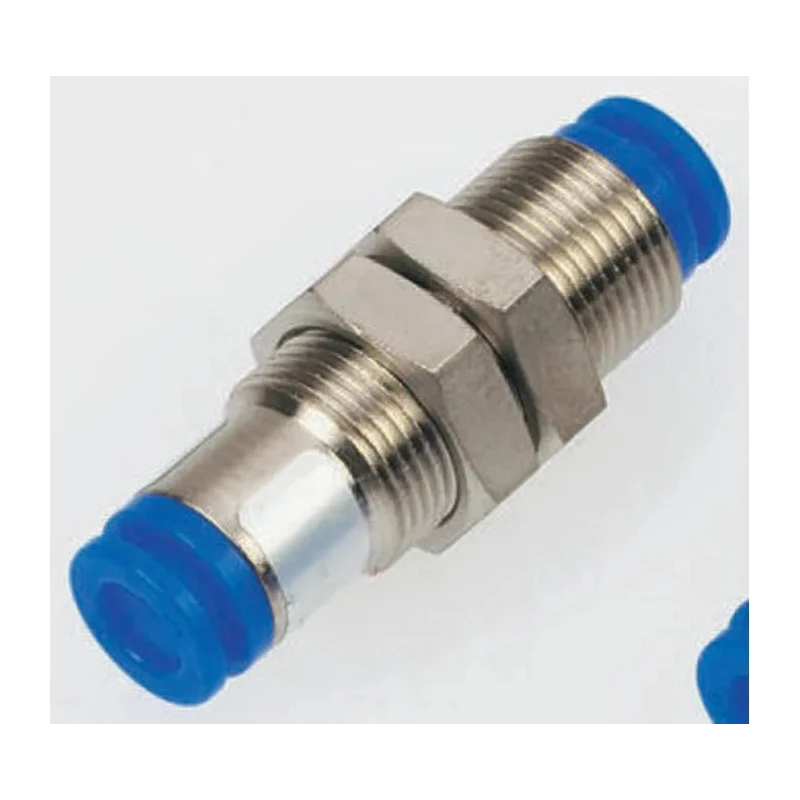 SMC KC Series Pneumatic Bulkhead Tube-to-Tube Adapter Fitting, Nickel Plated Brass, 12 mm Push-in Connections, M22 KCE12-00