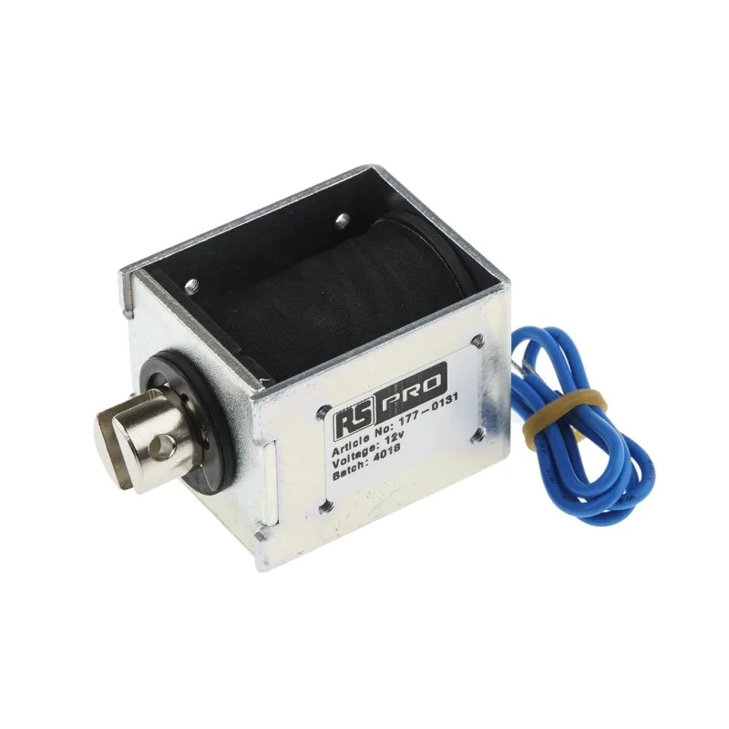 RS PRO DC Pull Action D Frame Linear Solenoid 50 mm Length 37 mm Width 41 mm Depth 12 V 300 g 177-0131