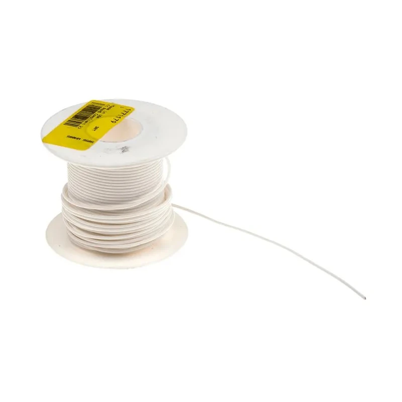 Alpha Wire Hook Up Wire TEFLON Series White, 30 AWG, 7 x 0.10 mm Strands, 600V, 200°C Maximum Operating 5851 WH005