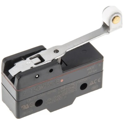Omron Hinge Roller Lever Limit Switch SPDT, IP62, 250V AC, 15A, Panel Mount Z-15GW255-B