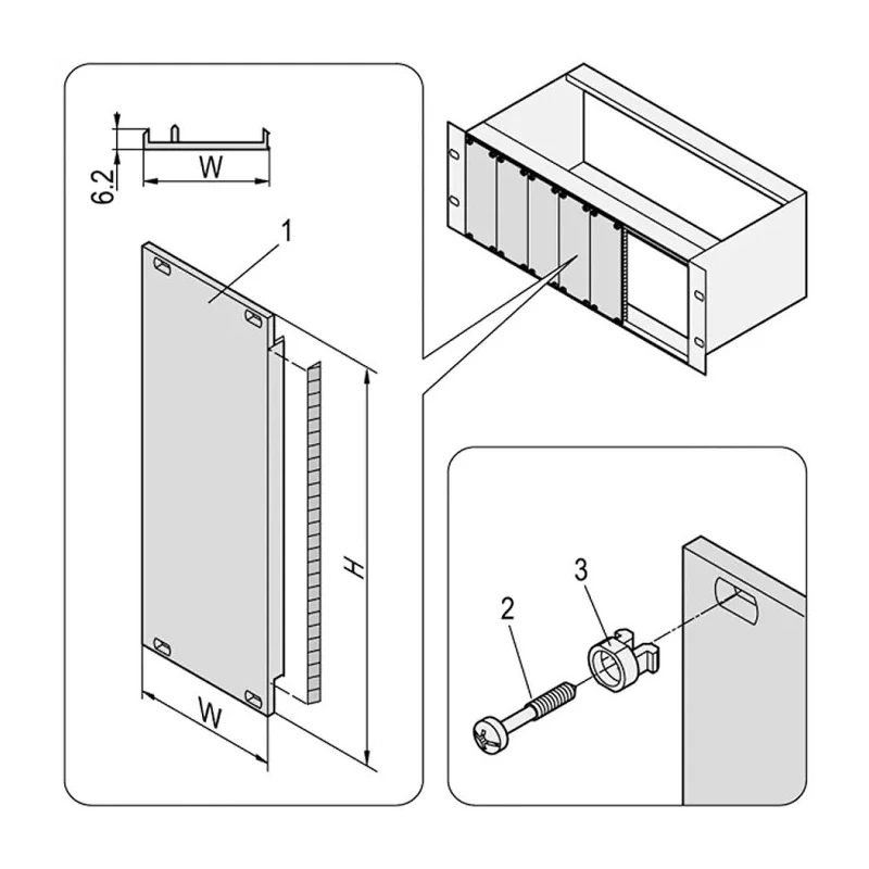 nVent SCHROFF Grey Aluminium Shielded Front Panel 3U Rack Unit 8HP Horizontal Pitch 20838-112