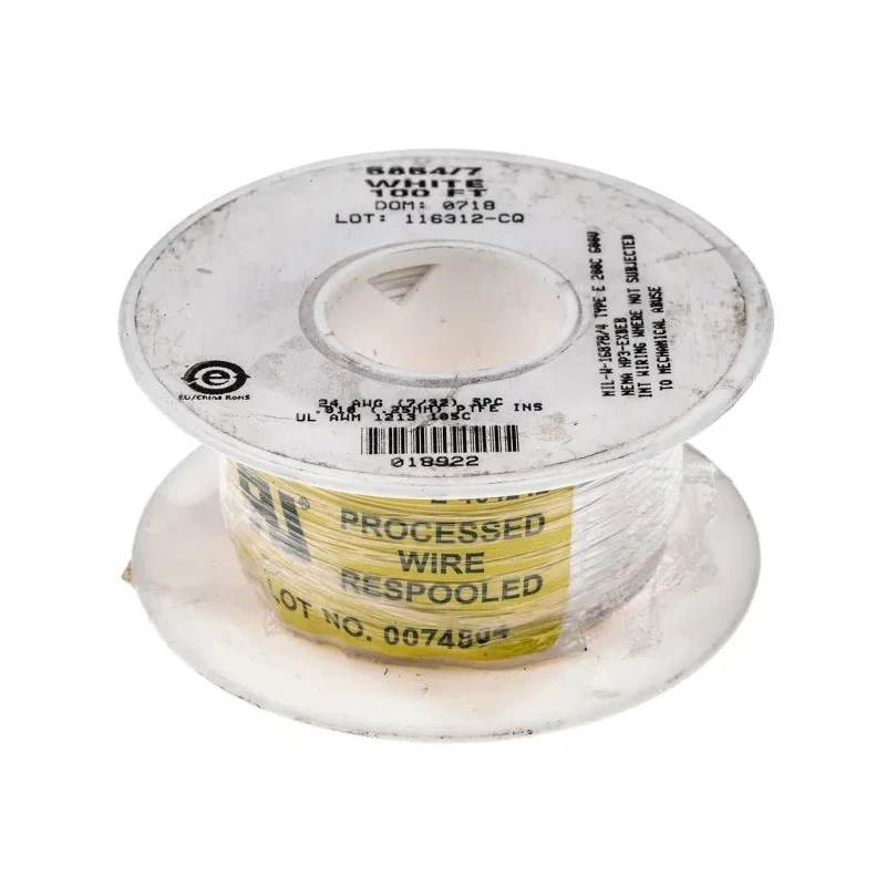 Alpha Wire Hookup Wire TEFLON Series White 24 AWG 7 x 0.20 mm Core Strands 30 m 600V 200°C 5854/7 WH005