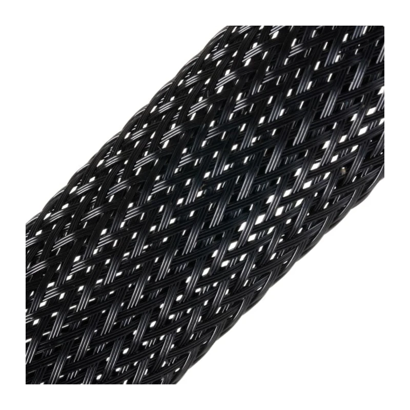 SES Sterling Expandable Braided Polyethylene Terephthalate Black Cable Sleeve 100m Length 10mm Cable Diameter 06240003010