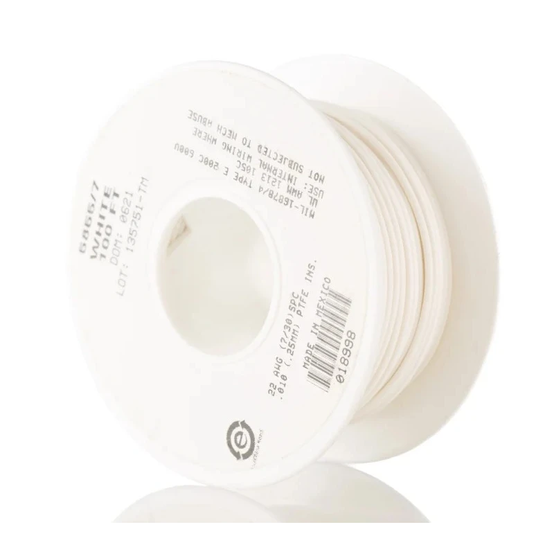 Alpha Wire Hookup Wire TEFLON Series White 22 AWG 7 x 0.25 mm Core Strands 30 m 600V 200°C 5855/7 WH005