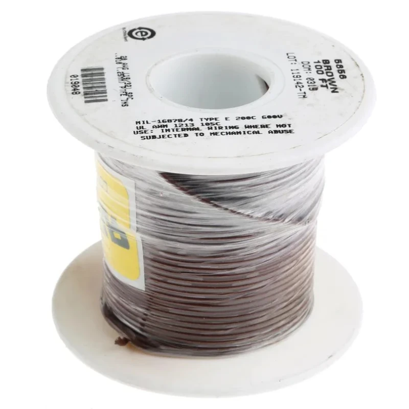 Alpha Wire Hook Up Wire TEFLON Series Brown 20 AWG Silver Plated Copper 600V 200°C 30m 5856 BR005