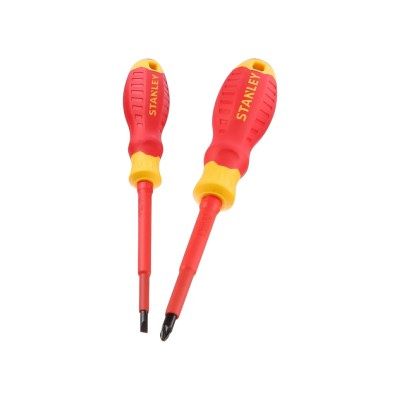 Stanley Insulated Pozidriv Screwdriver Set, 2-Piece, PZ2 and PZ4 Tips, VDE Approved, 1000V Rated STHT60030-0