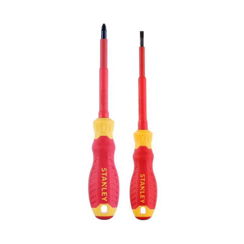 Stanley Insulated Pozidriv Screwdriver Set, 2-Piece, PZ2 and PZ4 Tips, VDE Approved, 1000V Rated STHT60030-0