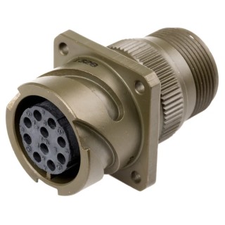 Amphenol Limited MIL Spec Circular Connector Brass Straight 10 Way Wall Mount Female Contacts 500V AC 13A 97B-3100A-18-1S