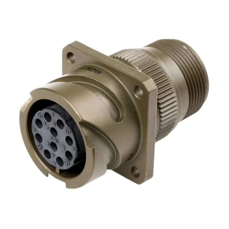 Amphenol Limited MIL Spec Circular Connector Brass Straight 10 Way Wall Mount Female Contacts 500V AC 13A 97B-3100A-18-1S