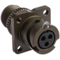 Amphenol Limited MIL Spec Circular Connector Brass Straight 3 Way Wall Mount Olive Drab Cadmium Plated 97B-3100A-10SL-3S
