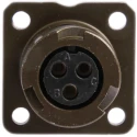 Amphenol Limited MIL Spec Circular Connector Brass Straight 3 Way Wall Mount Olive Drab Cadmium Plated 97B-3100A-10SL-3S