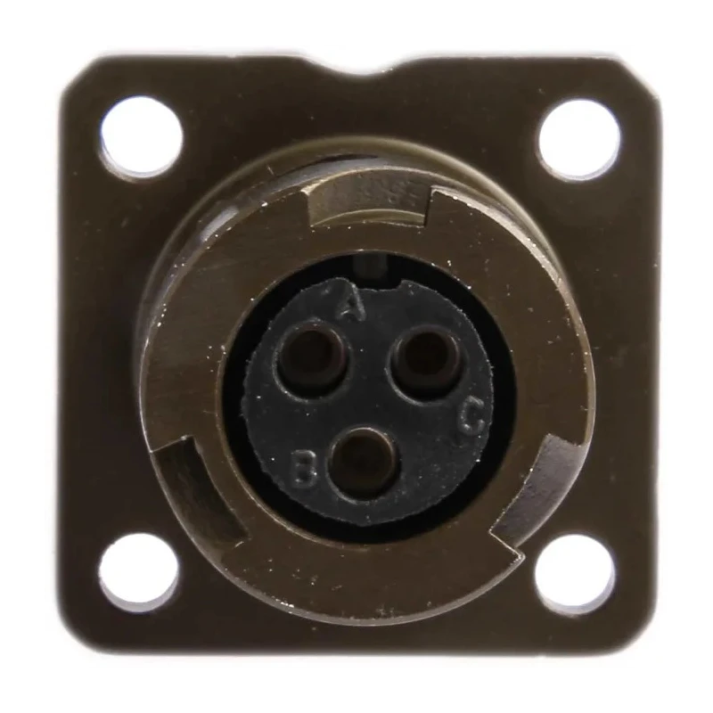 Amphenol Limited MIL Spec Circular Connector Brass Straight 3 Way Wall Mount Olive Drab Cadmium Plated 97B-3100A-10SL-3S