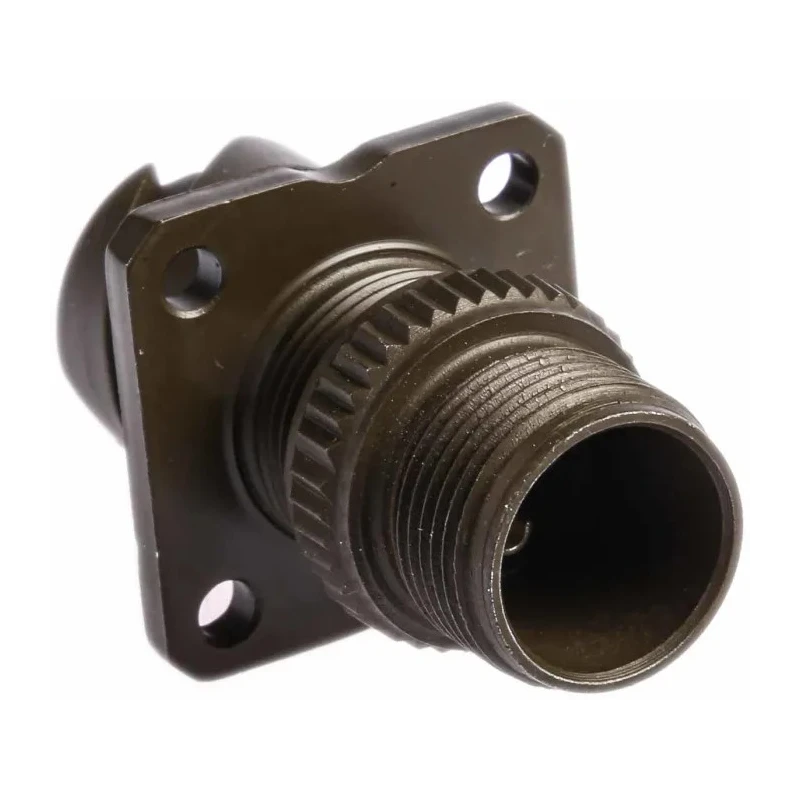 Amphenol Limited MIL Spec Circular Connector Brass Straight 3 Way Wall Mount Olive Drab Cadmium Plated 97B-3100A-10SL-3S