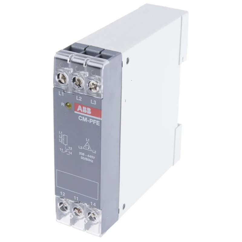 ABB Monitoring Relay 3 Phase 208/440 V AC Monitor Range SPDT DIN Rail Mount 1SVR550824R9100