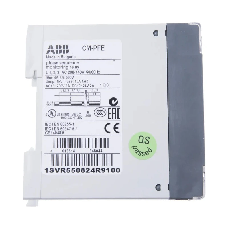 ABB Monitoring Relay 3 Phase 208/440 V AC Monitor Range SPDT DIN Rail Mount 1SVR550824R9100