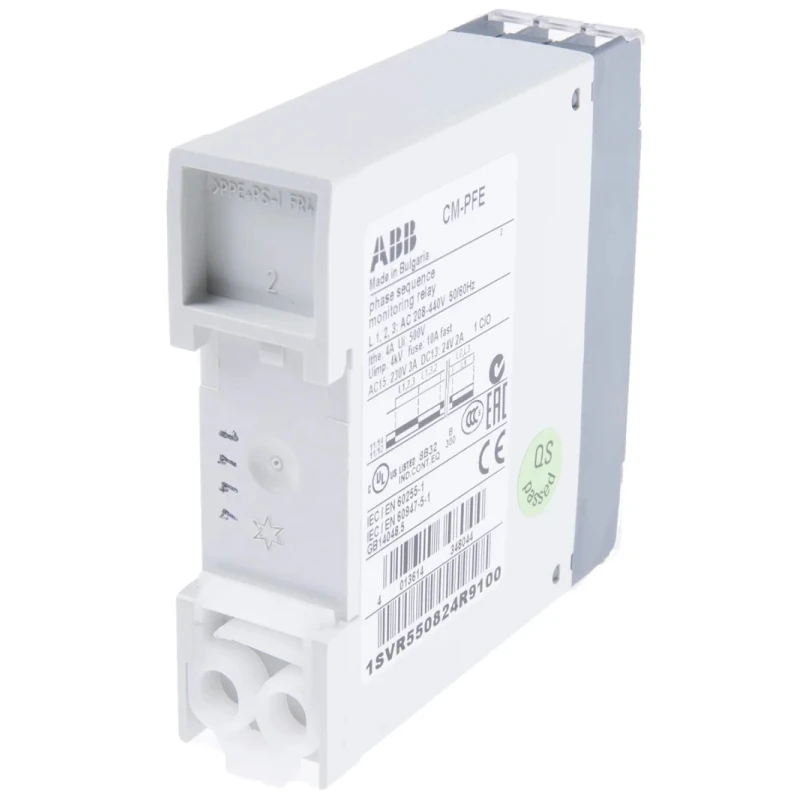 ABB Monitoring Relay 3 Phase 208/440 V AC Monitor Range SPDT DIN Rail Mount 1SVR550824R9100