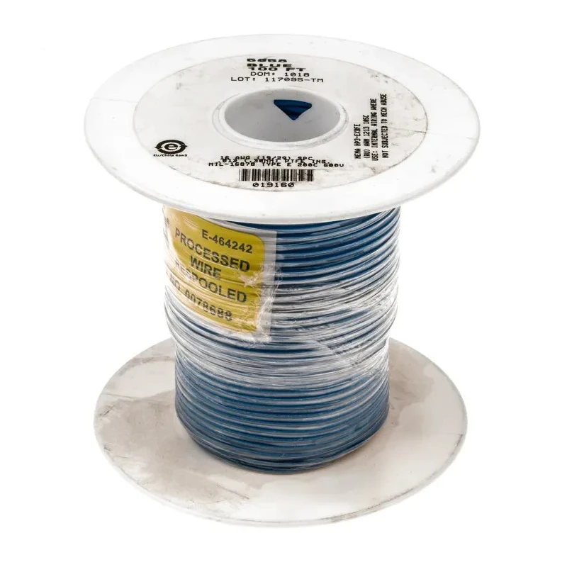 Alpha Wire Hookup Wire TEFLON Series Blue 16 AWG Silver Plated Copper Conductor 30m 600V 200°C 5858 BL005