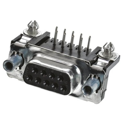 TE Connectivity AMPLIMITE HD-20 D-Sub Connector 9 Way Right Angle 2.74 mm Pitch Through Hole Female with 4 to 40 5747844-6