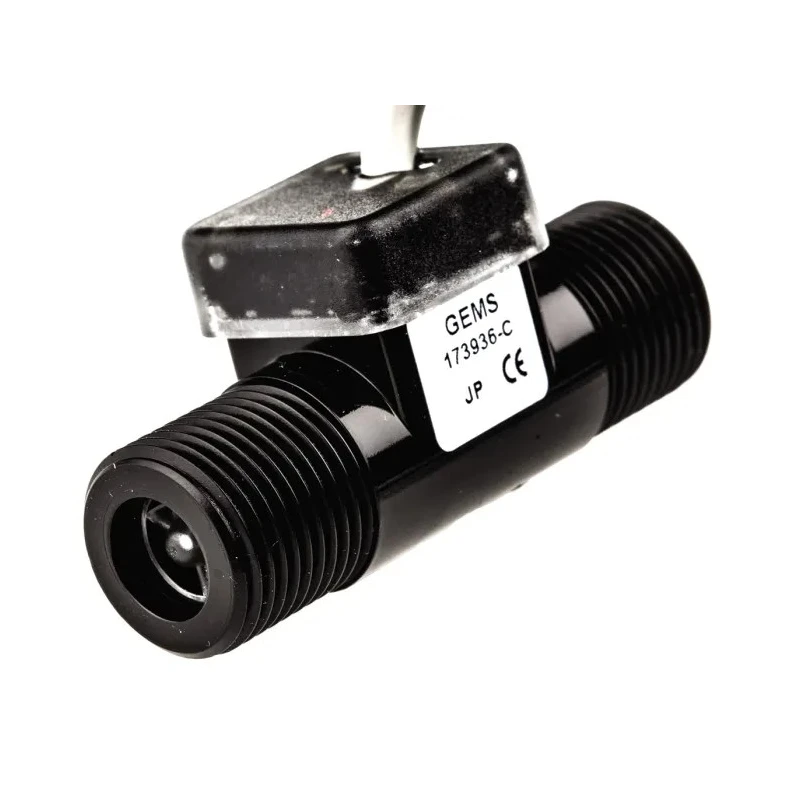 Gems Sensors FT-110 Series Turbine Flow Sensor for Liquid, 0.5L/min Minimum, 5L/min Maximum, Nylon 12 Housing, 24V 173936-C