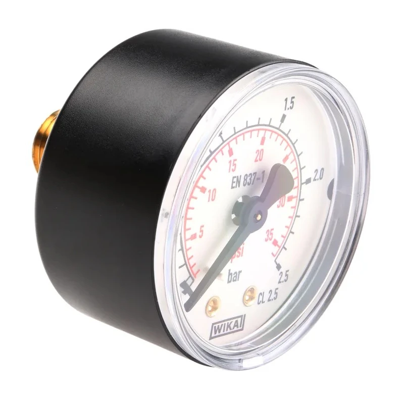 WIKA 50 mm 1/4 in BSPT Pressure Gauge, 2.5 bar 7833739