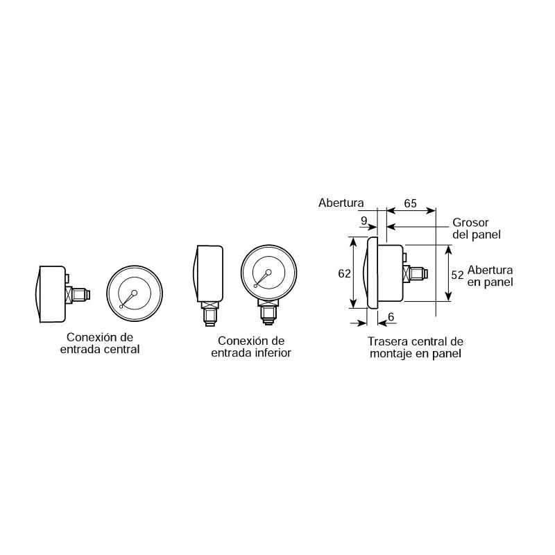 WIKA 50 mm 1/4 in BSPT Pressure Gauge, 2.5 bar 7833739