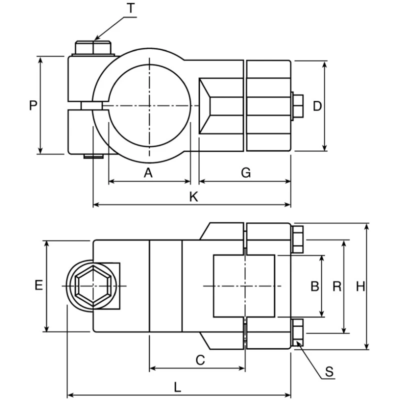 Rose+Krieger Cross Clamp Connecting Component for Strut Profile 25 to 40 mm², Round Tube Size 40.3 mm 104025090200
