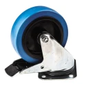 Tente Braked Swivel Castor 250 kg Capacity 125 mm Wheel Rubber 3477UFR125P62BLUE