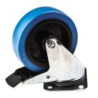 Tente Braked Swivel Castor 250 kg Capacity 125 mm Wheel Rubber 3477UFR125P62BLUE