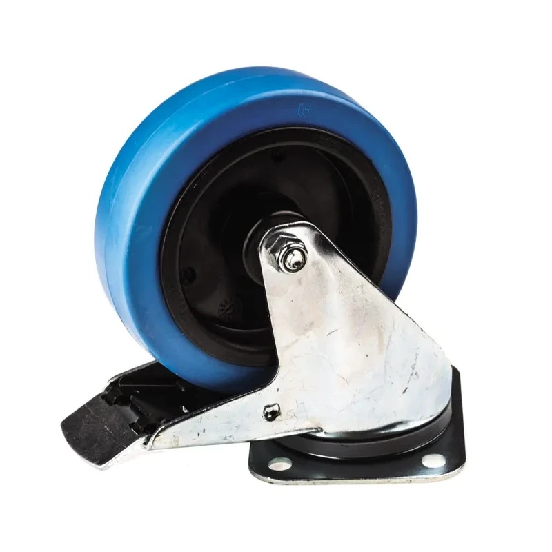 Tente Braked Swivel Castor 250 kg Capacity 125 mm Wheel Rubber 3477UFR125P62BLUE