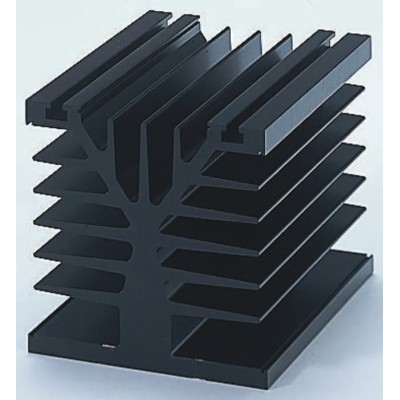 Fischer Elektronik SSR and Transistor Cooling Heatsink, Aluminium, Black Anodised Finish, 100mm x 80mm x SK89-100KLSSR2+1