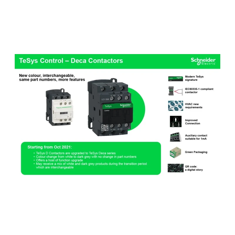 Schneider Electric LC1D Contactor 230V AC Coil 4-Pole 40 A 1.56W Power Rating 
