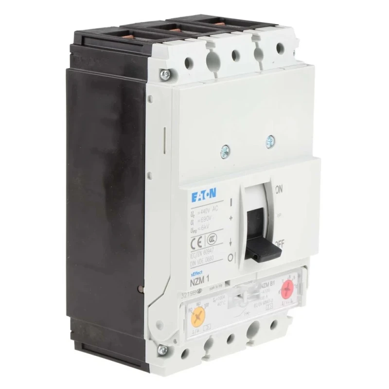 Eaton xEnergy NZM1 Molded Case Circuit Breaker 3-Pole 100A 440V AC Thermal Magnetic Tripping NZM1