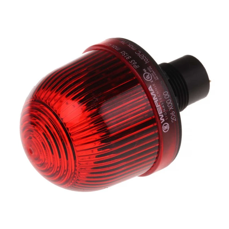 Werma EM 206 Series Red Beacon 48V AC/DC Steady Panel Mount, Incandescent and LED Bulb, IP65 
