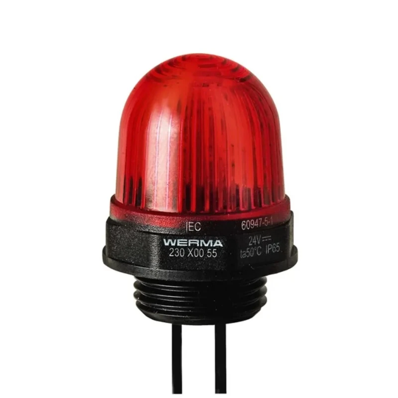 Werma EM 230 Series Red Beacon 230V dc Steady Panel Mount LED Light 230.100.55
